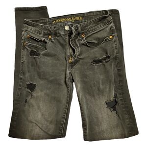 American Eagle men's black distressed jeans size 28x30